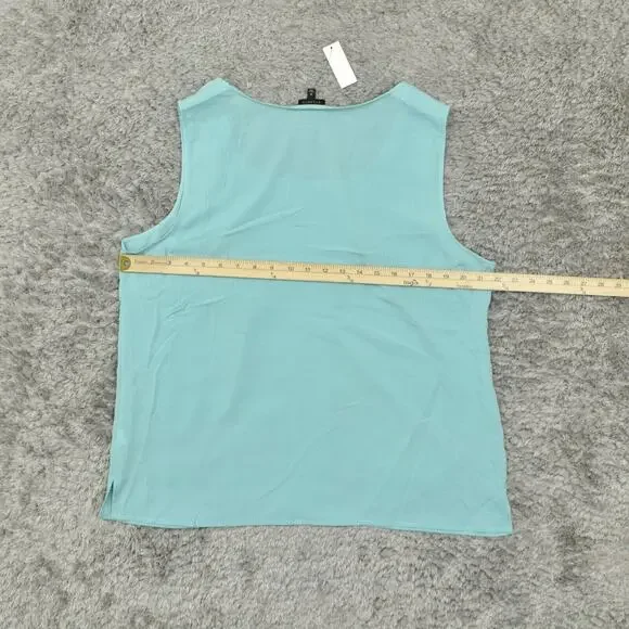 NEW Talbots Women's Plus Size 18 Blouse Top Sleeveless Blue Polyester Scoop Nec - Picture 4 of 8